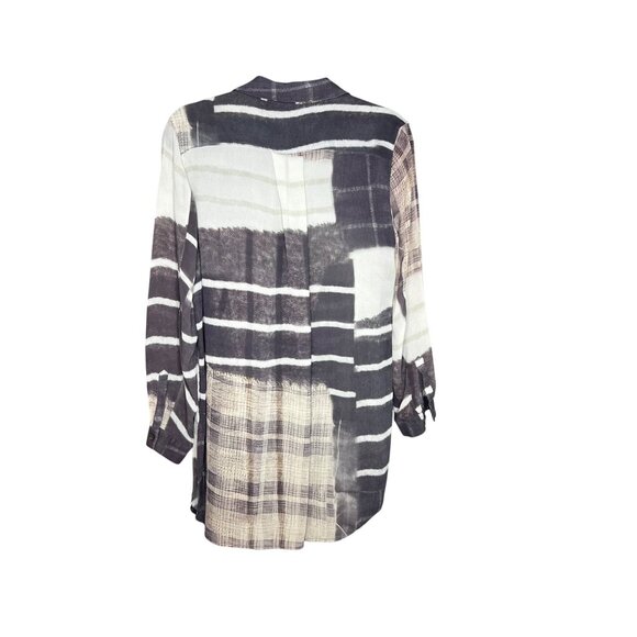 John Mark Artsy Tunic Womens Size M Viscose Long Sleeve Patchwork Full Button - Picture 7 of 7